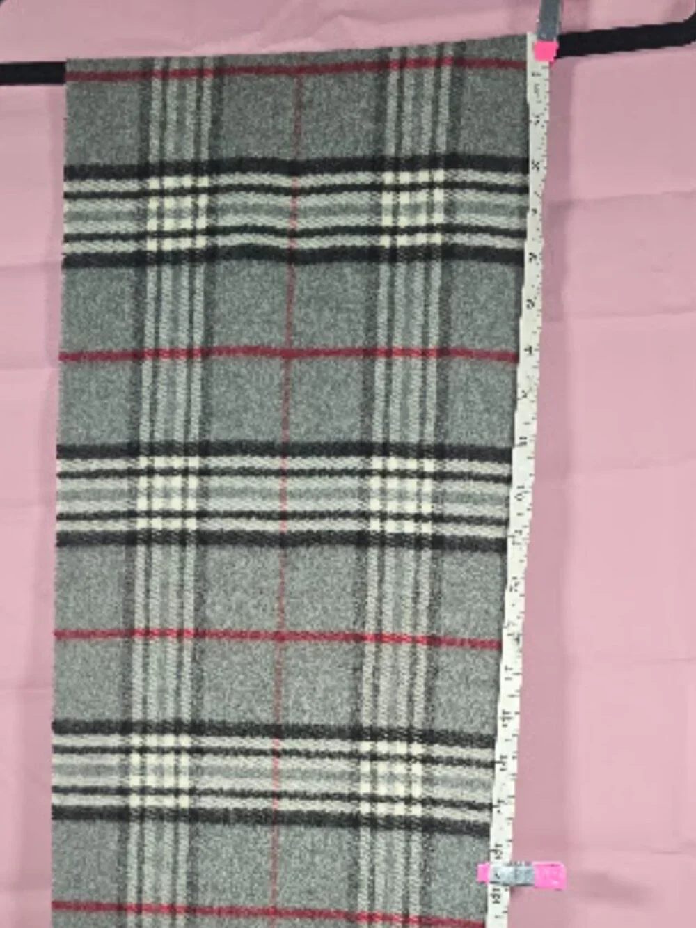 CASHMINK by V. Fraas Grey Plaid Scarf Made in Germany Soft Fringe Unisex